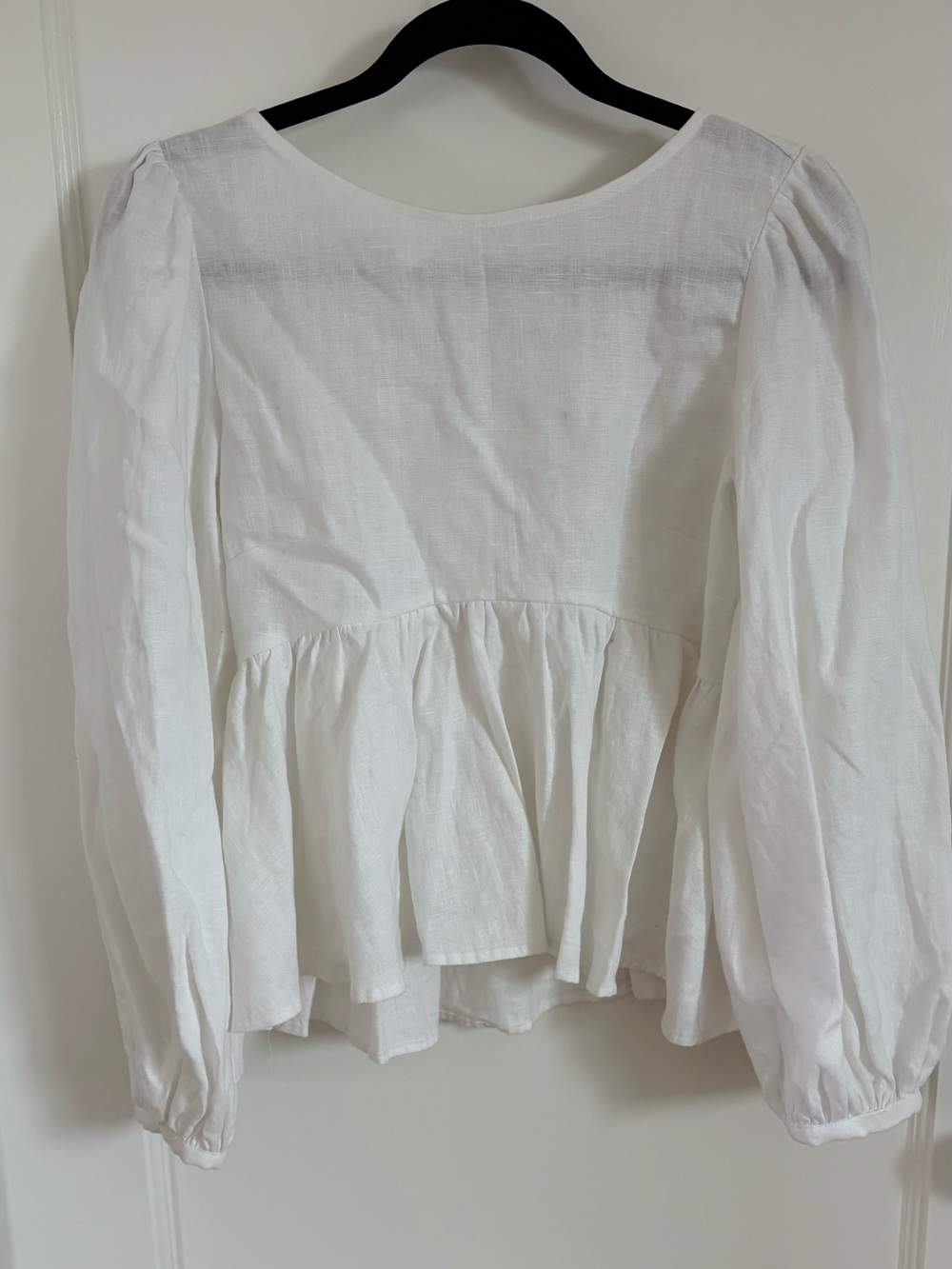 Reformation white linen peplum blouse size XS